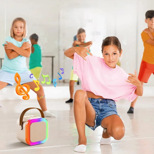 Міні-дитяче караоке K12 з 2 бездротовим мікрофоном, портативна колонка з LED підсвічуванням J12311 фото