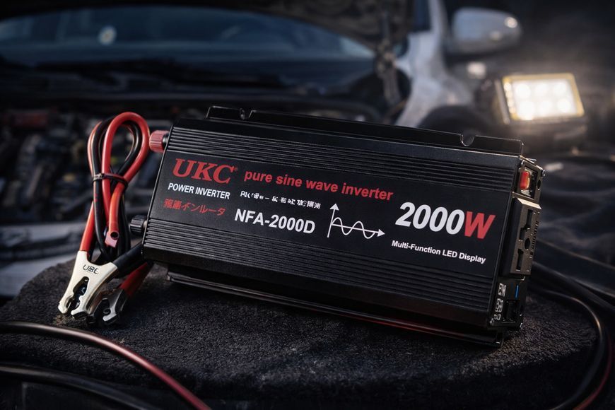 Інвертор UKC NFA-2000D 2000 Вт (12 В &rarr; 220 В) &ndash; чистий синус, автомобільний перетворювач напруги sp9558 фото
