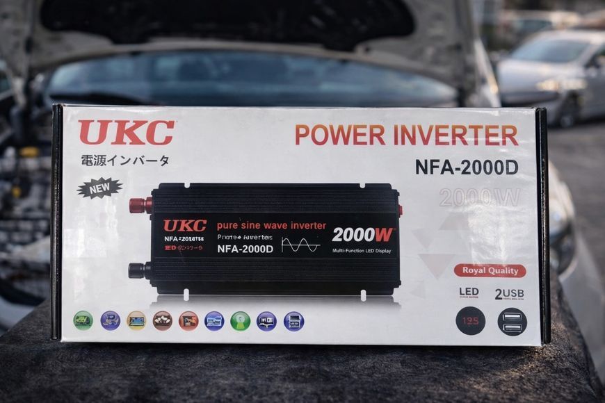 Інвертор UKC NFA-2000D 2000 Вт (12 В &rarr; 220 В) &ndash; чистий синус, автомобільний перетворювач напруги sp9558 фото