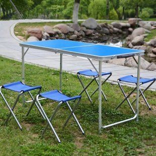 Стіл для пікніка, риболовлі складаний + 4 стільці, Синій міцний 540BIGTABLEBLUE фото