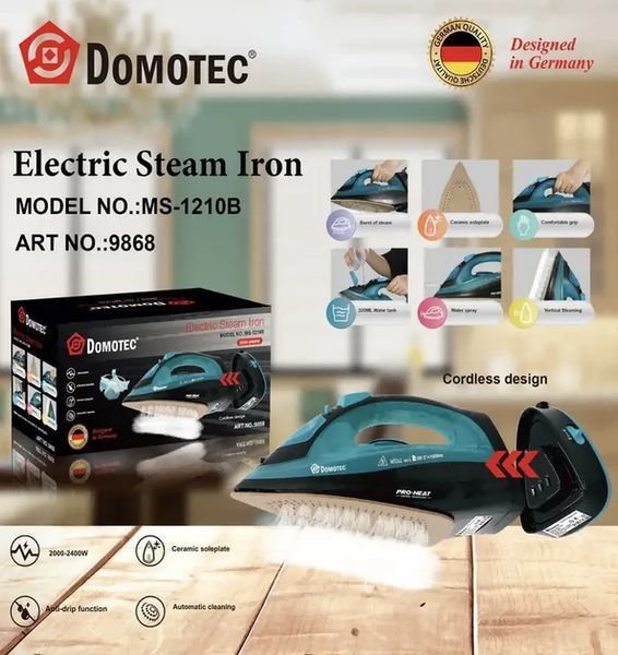 Бездротова праска Domotec MS-1210B з відпарювачем 2400 Вт 2019868 фото