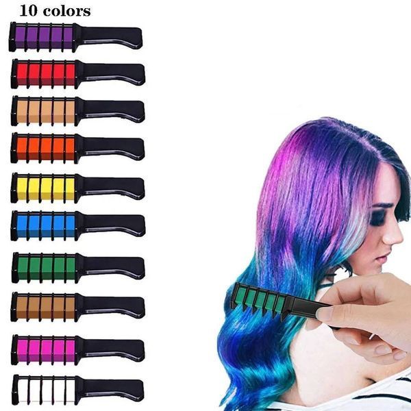Набір крейди для волосся 10 шт Hair chalk Різнокольорові барвники гребінець для дітей та дорослих VEN0602 фото