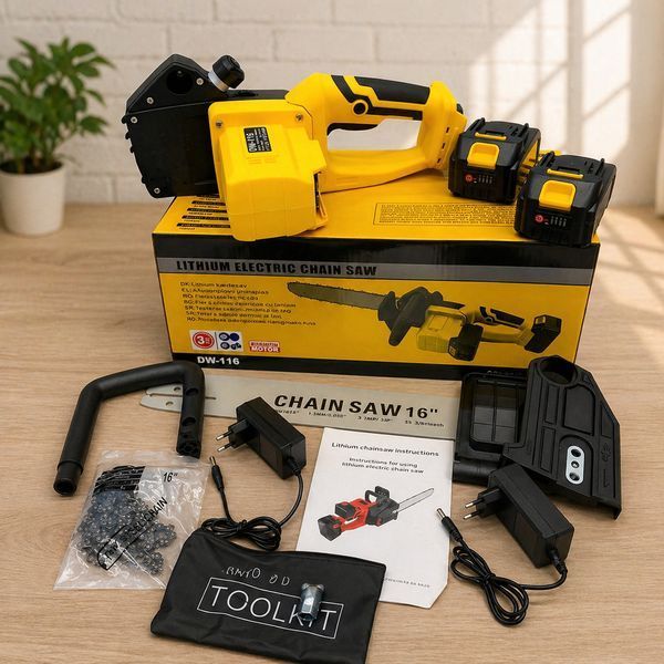 Акумуляторна ланцюгова пилка Electric SAW 16 дюймів + 2 акумулятори потужна електропилка ND-16 G8772 фото