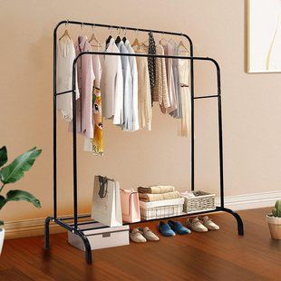 Подвійна стійка для одягу чорного кольору Double floor Hanger МА-549 фото