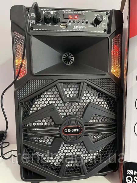 Портативна колонка з мікрофоном Kimiso QS-3810 Bluetooth для караоке пультом G3810 фото