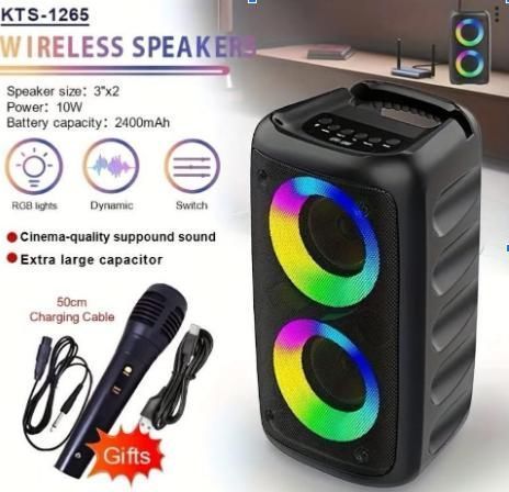 Портативная Bluetooth колонка KTS-1265 с LED-подсветкой, Bluetooth, FM-радио SO-67 SO-67 фото
