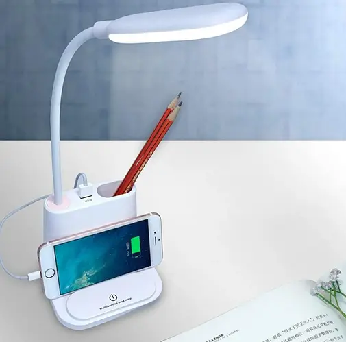 Рожева Акумуляторна настільна LED лампа Bionic Desk Lamp c USB виходом, органайзером та підставкою для смартфона 2050018/1 фото