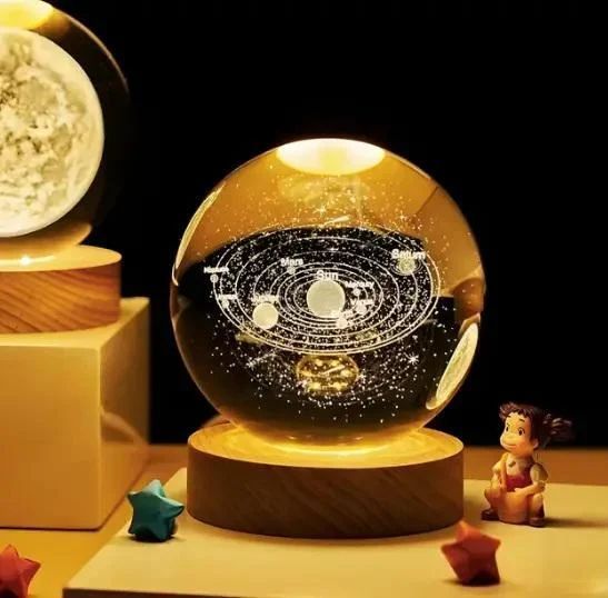 Світлодіодна кришталева куля, декоративна універсальна 3D нічниця, кришталева куля "Серце" Jam11414 фото