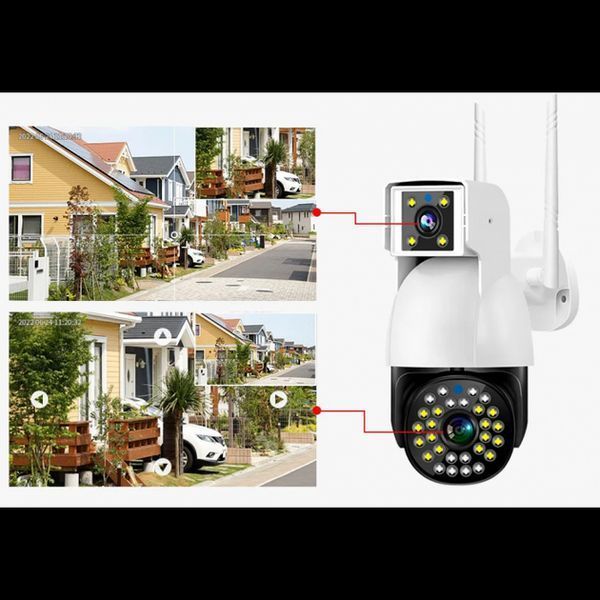 Бездротова Камера DUAL CAMERA P12 WIFI IP 360/90 V380PRO 3+3.0mp Поворотна вулиця з датчиком руху sp8760 фото