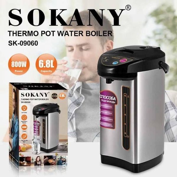 Термопот електричний чайник термос Sokany SK-09060 на 6,8 л 800 Вт SK-09060 фото