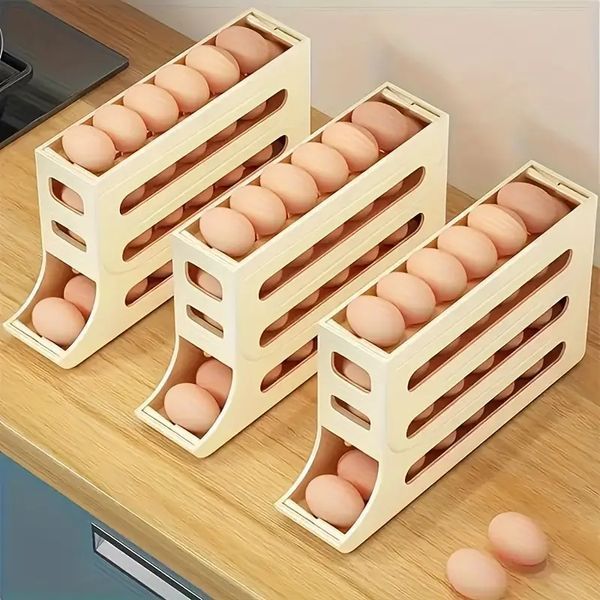 Компактний органайзер для яєць 4-шаровий автоматичний Plastic shelving AND XL-994 / Контейнер-лоток для яєць 2053572 фото