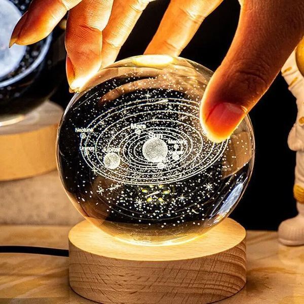 Світлодіодна кришталева куля, декоративна універсальна 3D нічниця, кришталева куля "Серце" Jam11414 фото