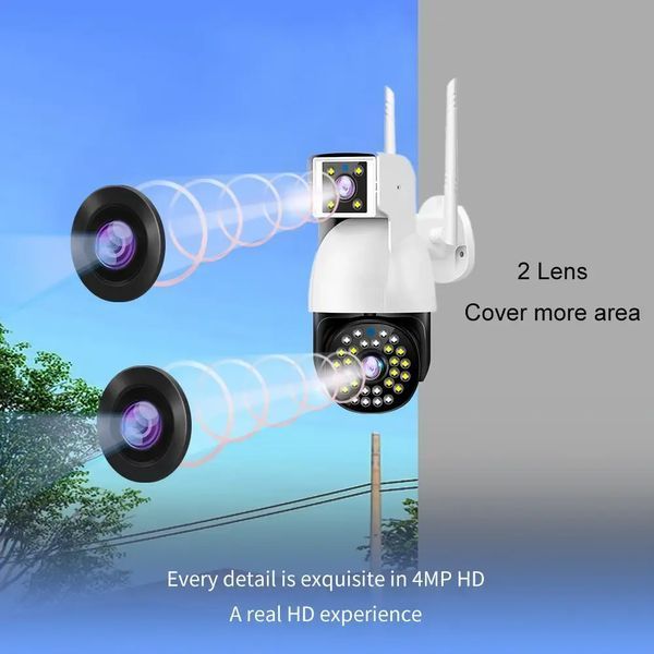 Бездротова Камера DUAL CAMERA P12 WIFI IP 360/90 V380PRO 3+3.0mp Поворотна вулиця з датчиком руху sp8760 фото