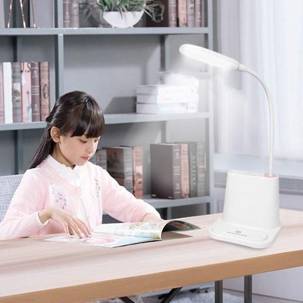 Рожева Акумуляторна настільна LED лампа Bionic Desk Lamp c USB виходом, органайзером та підставкою для смартфона 2050018/1 фото