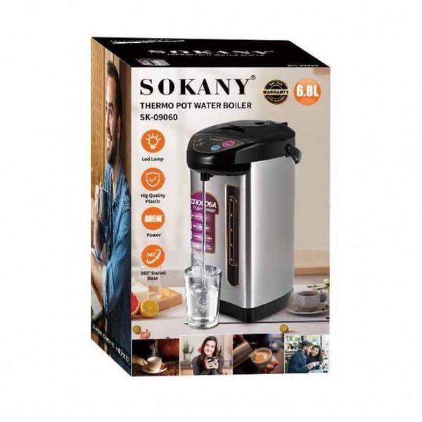 Термопот електричний чайник термос Sokany SK-09060 на 6,8 л 800 Вт SK-09060 фото