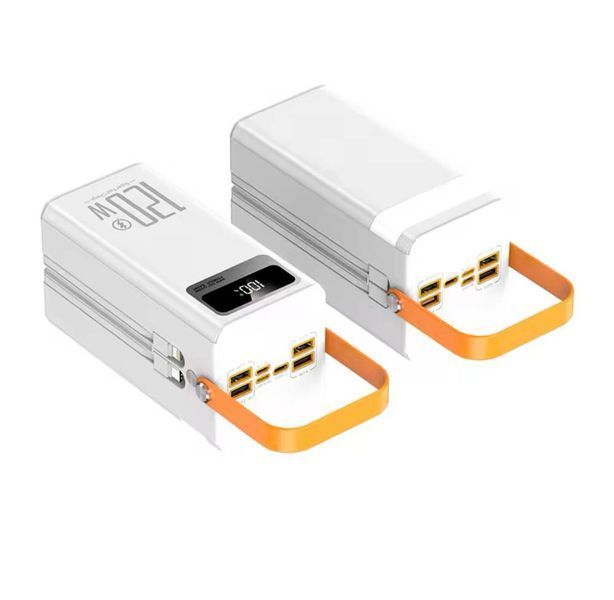 Power bank 100000 mAh зі швидкою зарядкою та вбудованими кабелями, білий 2054000 фото