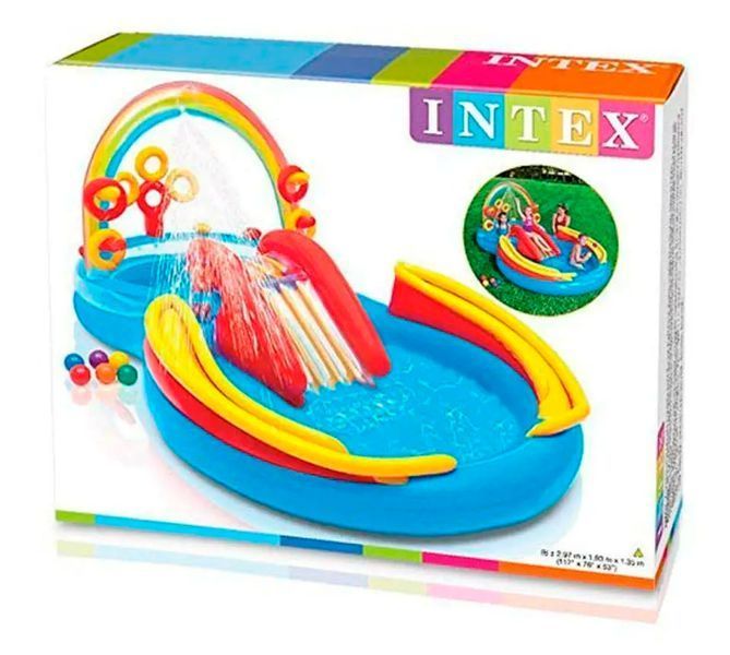 Надувний Ігровий центр басейн Intex 57453 Веселка 297 х 193 х 135см, 428л 6903100114018 фото