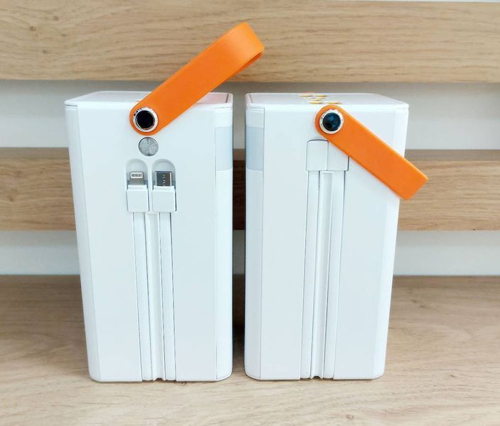 Power bank 100000 mAh зі швидкою зарядкою та вбудованими кабелями, білий 2054000 фото