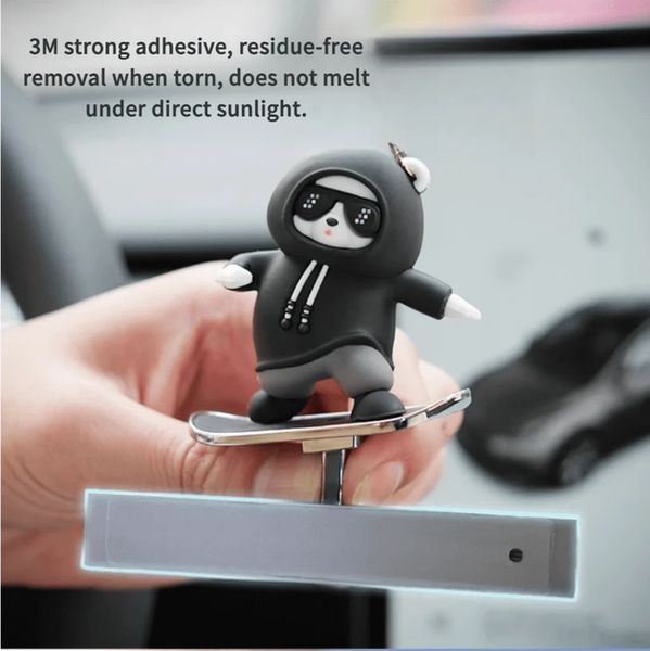 Фігурка-слайдер в автомобілі L'Andre Sliding Cartoon Bear Ведмідь скейтер Cool Black MA-306 фото