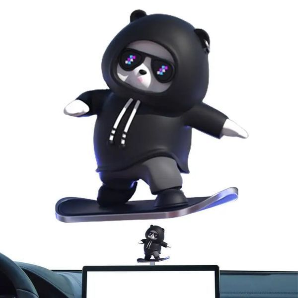 Фігурка-слайдер в автомобілі L'Andre Sliding Cartoon Bear Ведмідь скейтер Cool Black MA-306 фото