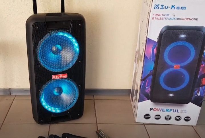 Портативна колонка Su-Kam 1010 + 2 мікрофони + BT 12v220v sp7072 фото