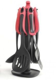 Набір кухонного приладдя ЧЕРВОНИЙ KITCHEN TOOLS, 7 предметів Кухонний набір з підставкою GK5006 фото