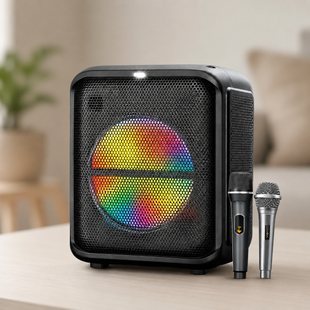 Колонка BTS-1740 Bluetooth / Акустика + 1 проводной, 1 беспроводной микрофон / Колонка с LED-подсветкой 24480022 фото