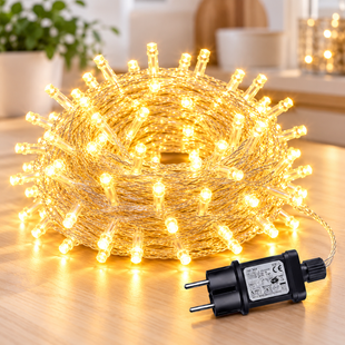 Гірлянда 500 LED різнокольорова на білому дроті 220V Теплий білий / Світлодіодна гірлянда-нитка KAR-LU99/1 фото