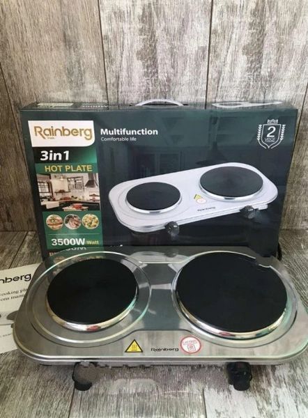 Настільна Електрична плитка на 2 конфорки Rainberg RB-007 3500W 2289055143 фото