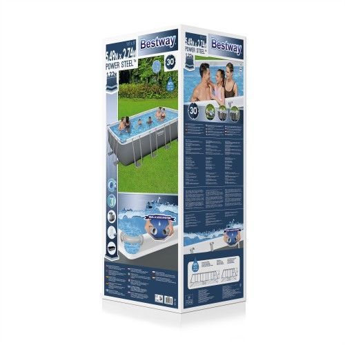 Каркасний сімейний прямокутний басейн тент-кришка в комплекті BestWay 56465 14812л toy56465 фото