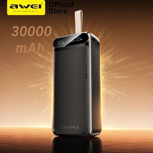 Зовнішній акумулятор Power bank Awei PA12 30000mAh PD22,5W швидка зарядка sp8413 фото