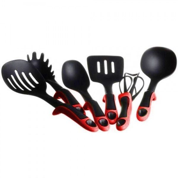 Набір кухонного приладдя ЧЕРВОНИЙ KITCHEN TOOLS, 7 предметів Кухонний набір з підставкою GK5006 фото