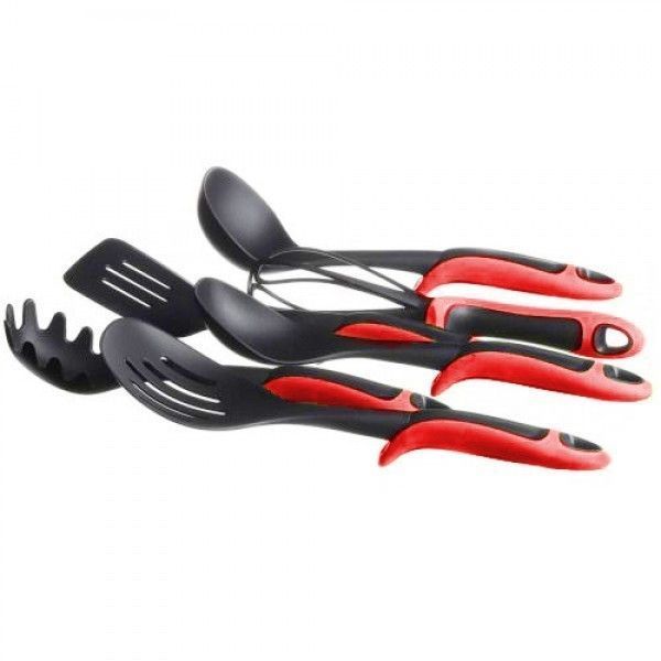 Набір кухонного приладдя ЧЕРВОНИЙ KITCHEN TOOLS, 7 предметів Кухонний набір з підставкою GK5006 фото