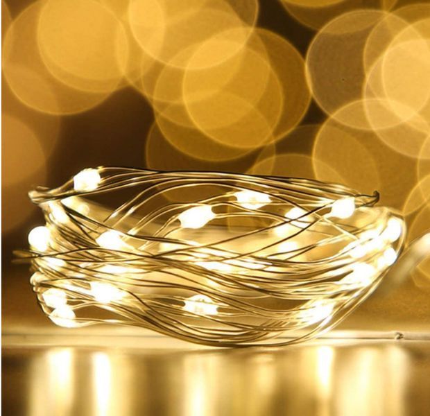 Новорічні гірлянди. Мідна дротяна лампа 100LED 10м, Теплий 9225885220199 фото