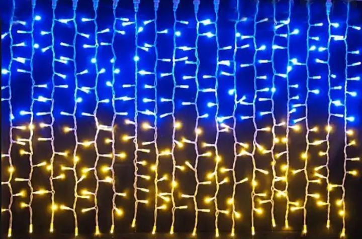 Патріотична гірлянда штора Прапор України 2*2м 160 LED класична IP44 M16905 фото
