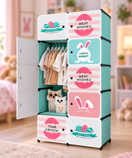 Шкаф детский пластиковый модульный 8 секций 82x29x124 см / Узкий сборный комод-органайзер для игрушек и вещей / Стеллаж для хранения GD-075 фото