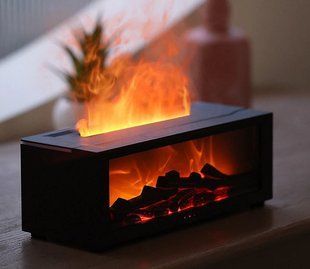 Аромадифузор-зволожувач повітря "Камін" з LED підсвічуванням (7 кольорів) + Пульт Black PR-2-58 фото