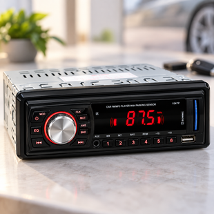 Автомагнитола 1047P + парктроник на 4 датчика / Магнитола в авто 1DIN / Автомагнитола MP3 224-1047P фото