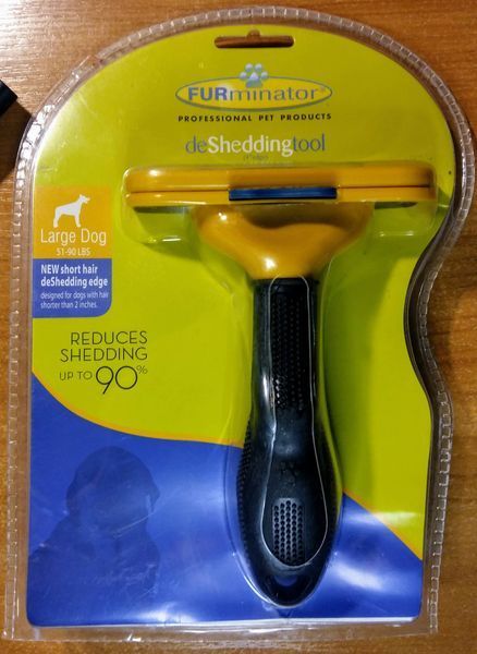 Фурмінатор для довгошерстих собак та кішок з кнопкою Furminator Short Hair Large 10 см 50948529 фото