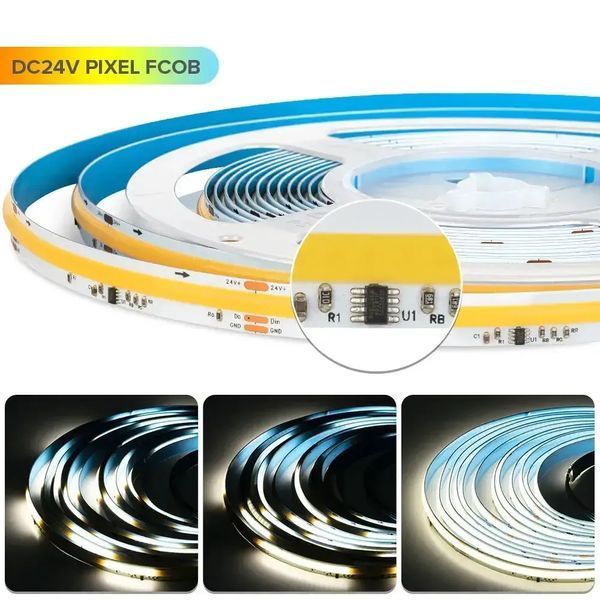 Світлодіодна LED стрічка Бегуча хвиля COB 24v 360led/m ip20 Білий SP9945 фото
