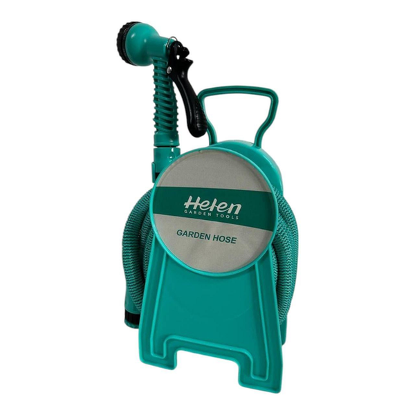 Шланг поливальний 15 м з котушкою і розпилювачем з 7 режимами Helen Garden Tools шланг садовий, що розтягується M-17120 фото