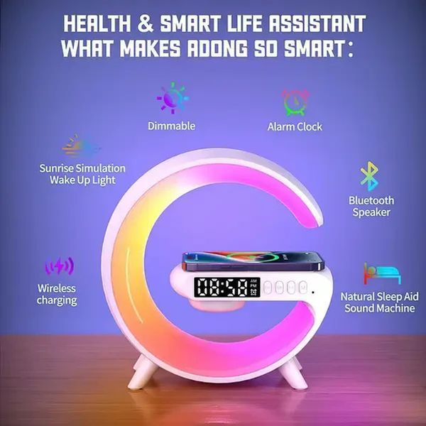 Лампа G11 Smart Light 4в1 з Bluetooth колонкою будильником та бездротовою зарядкою panG11 фото
