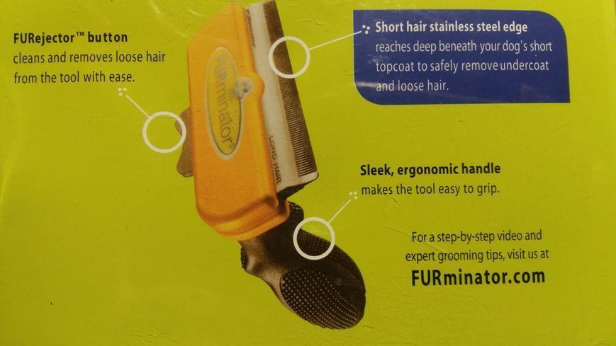Фурмінатор для довгошерстих собак та кішок з кнопкою Furminator Short Hair Large 10 см 50948529 фото