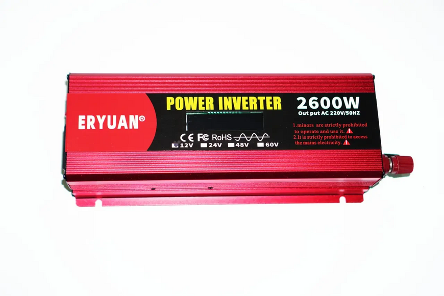 Перетворювач напруги LCD Z1A з 12V на 220V 2600W чистий синус M15375 фото