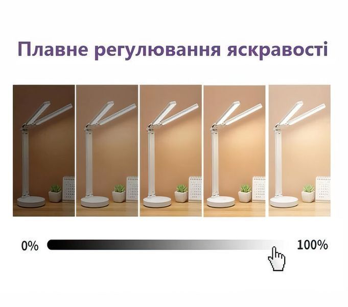 Светодиодная LED настольная лампа с двумя плафонами с термометром, временами, календарем, подставка для ручек на аккумуляторе M17016 фото