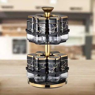 Органайзер на підставці для спецій 12 банок BLACK-GOLD M16297 фото