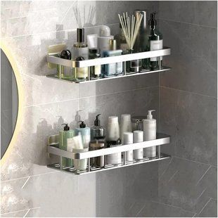 Металева полиця для ванної самоклеюча Bathroom shelf до 10 кг GREY G6410 фото