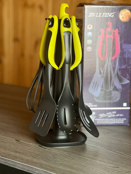 Набір кухонного приладдя ЗЕЛЕНИЙ KITCHEN TOOLS, 7 предметів Кухонний набір з підставкою GK5005 фото