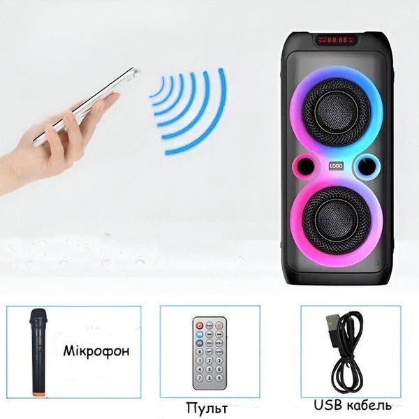 Колонка Bluetooth Wireless Speaker TTD-2809, 20Вт з караоке мікрофоном та пультом керування та підсвічуванням VEN-1358-TTD-2809-C34 фото