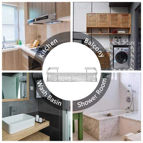 Металева полиця для ванної самоклеюча Bathroom shelf до 10 кг GREY G6410 фото